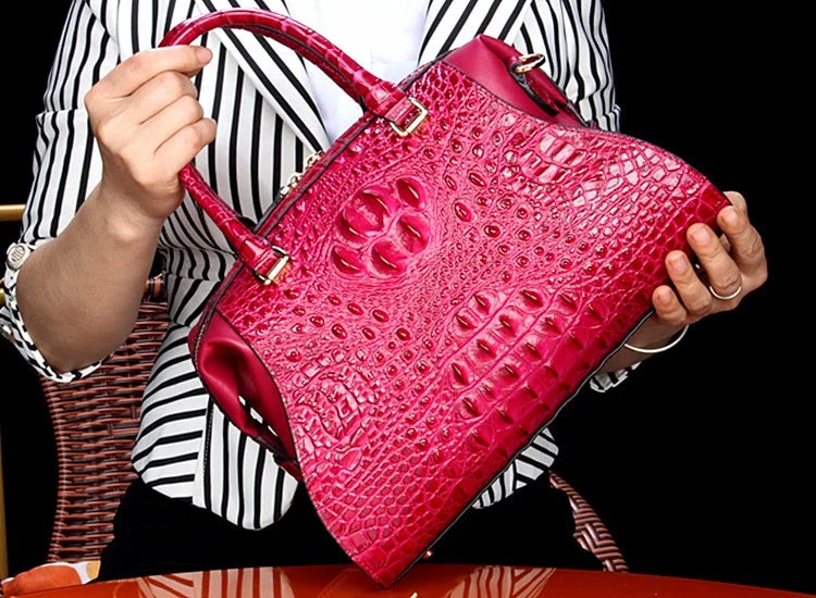 New Crocodile Leather Women's Handbags Luxury Designer Lady Portable Shoulder Messenger Bag Fashion Brand Red Tote Bags 2025 New