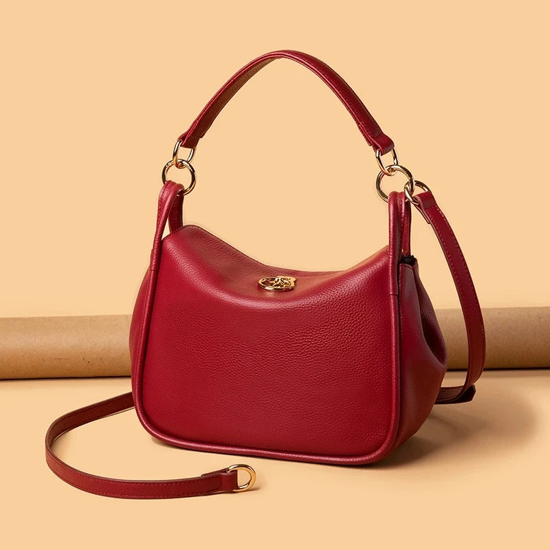 Genuine Leather Fashion Women Bag Totes High Quality Shoulder Bags Soft Real Cowhide Ladies Handbags Small Women's Messenger Sac