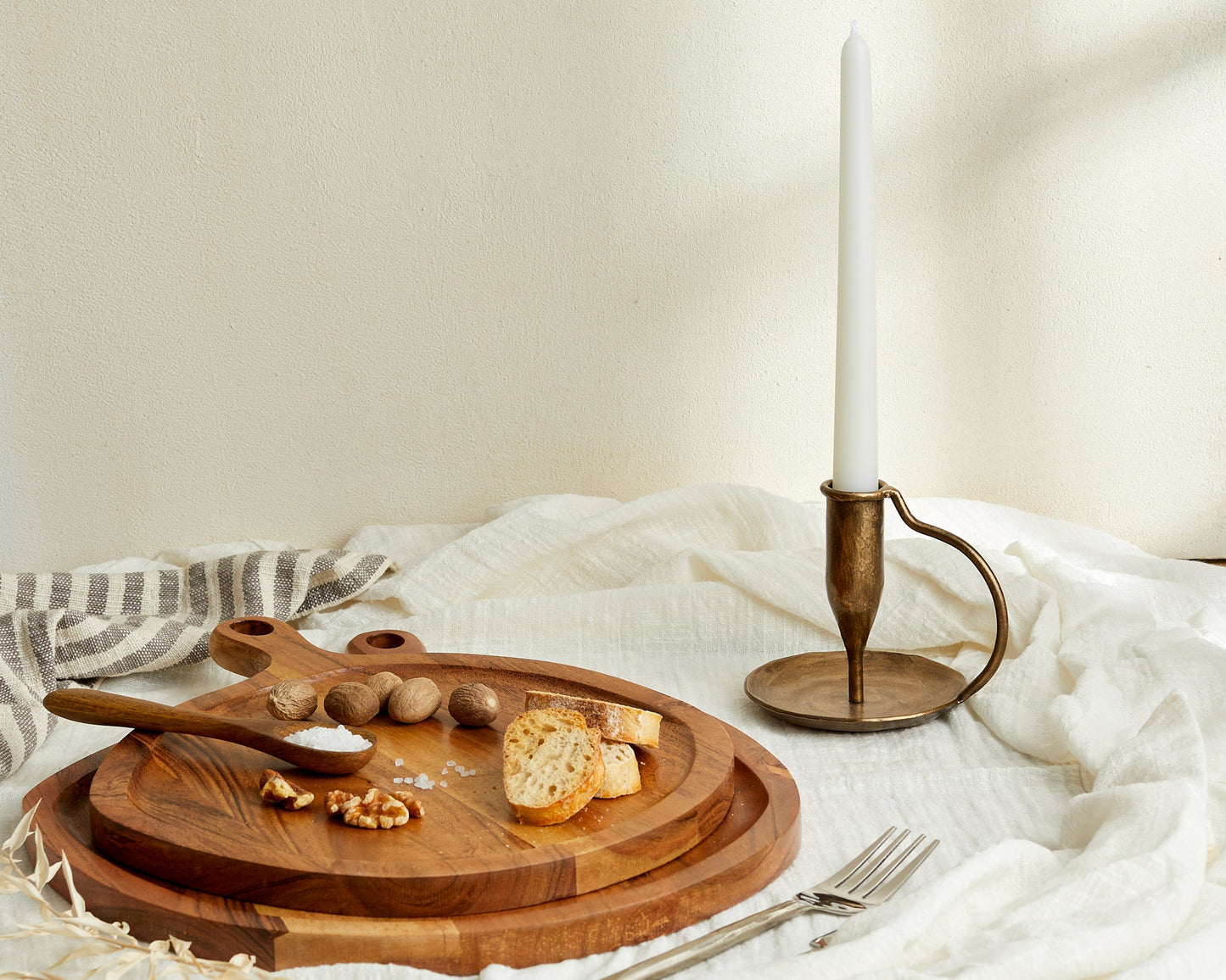 Alma Natural Wood Round Serving Board Set