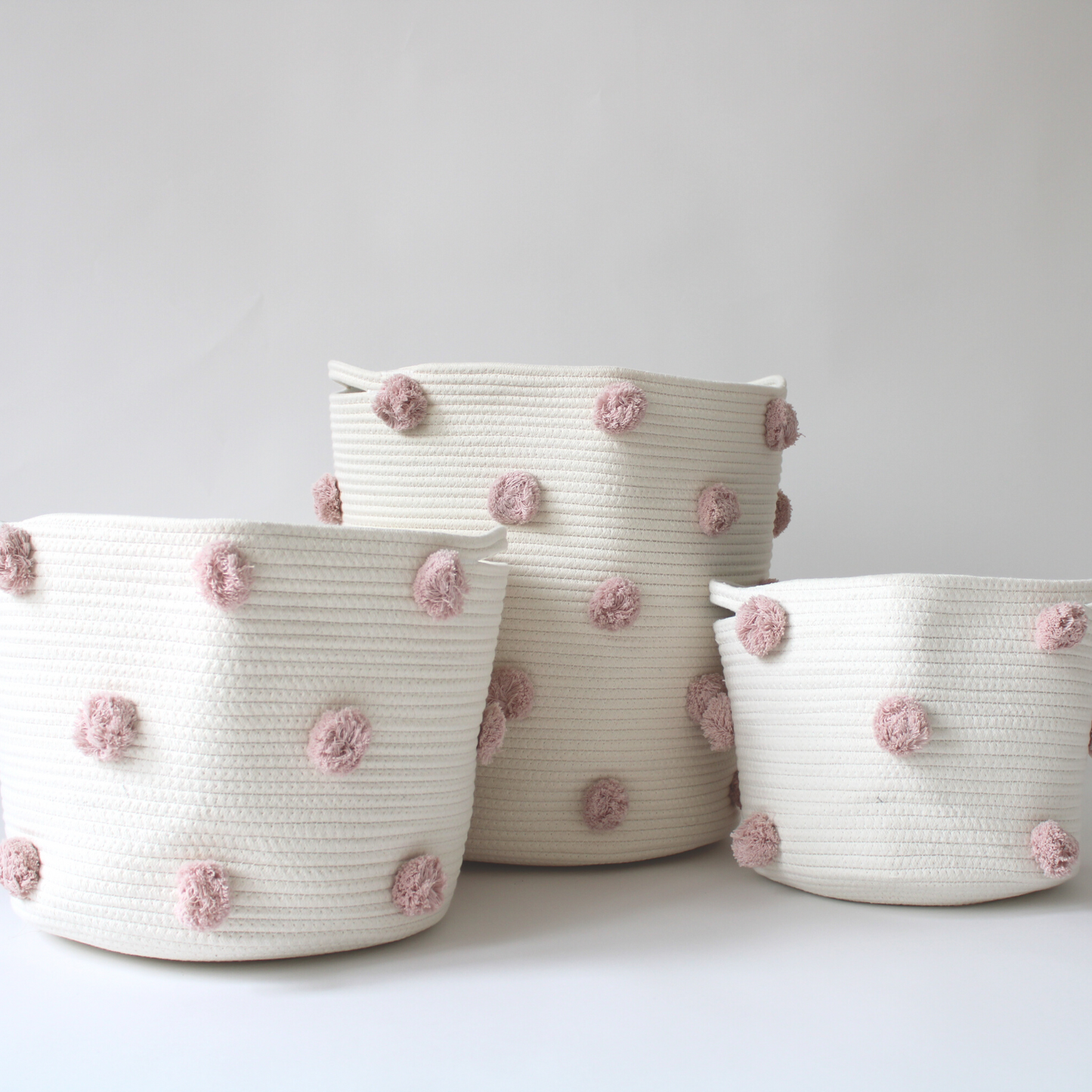 Rose Pink Pom Basket - Medium