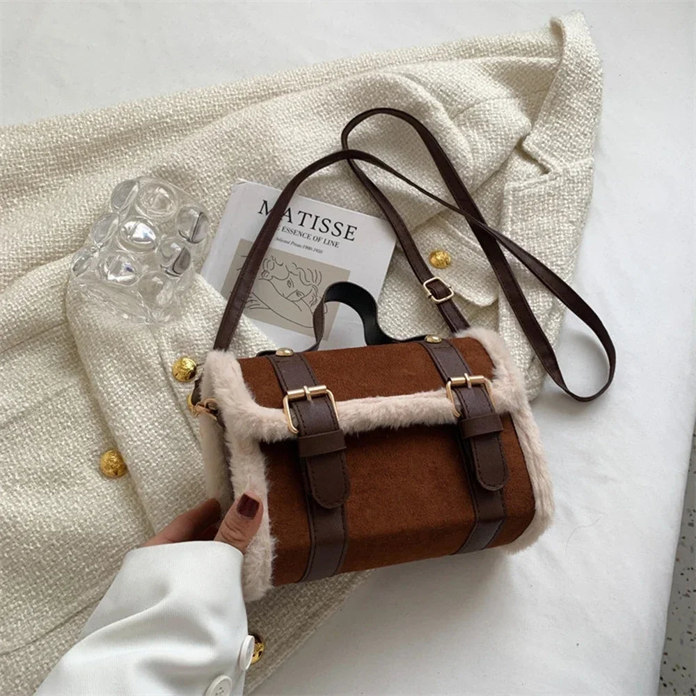 Fashionable Lamb Plush Velvet Bag Plush Shoulder Bag Women's Bag New Collection Versatile Single Strap Crossbody Handbag