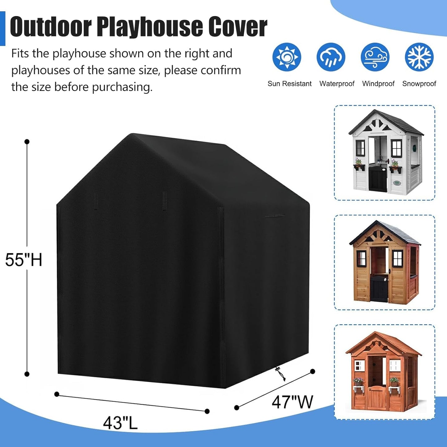 43x47x55 Inches Waterproof Outdoor Kids Play house Cover