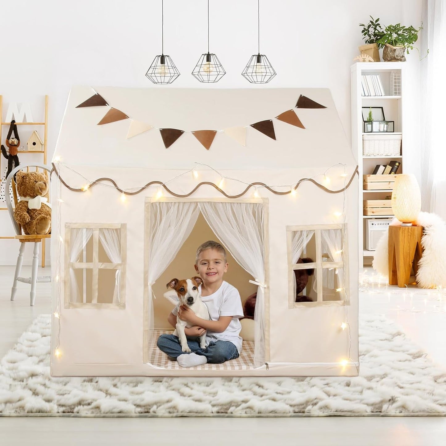 Cream Kids Play Tent Large 50 Inches Wide By34 Deep Indoor Outdoor