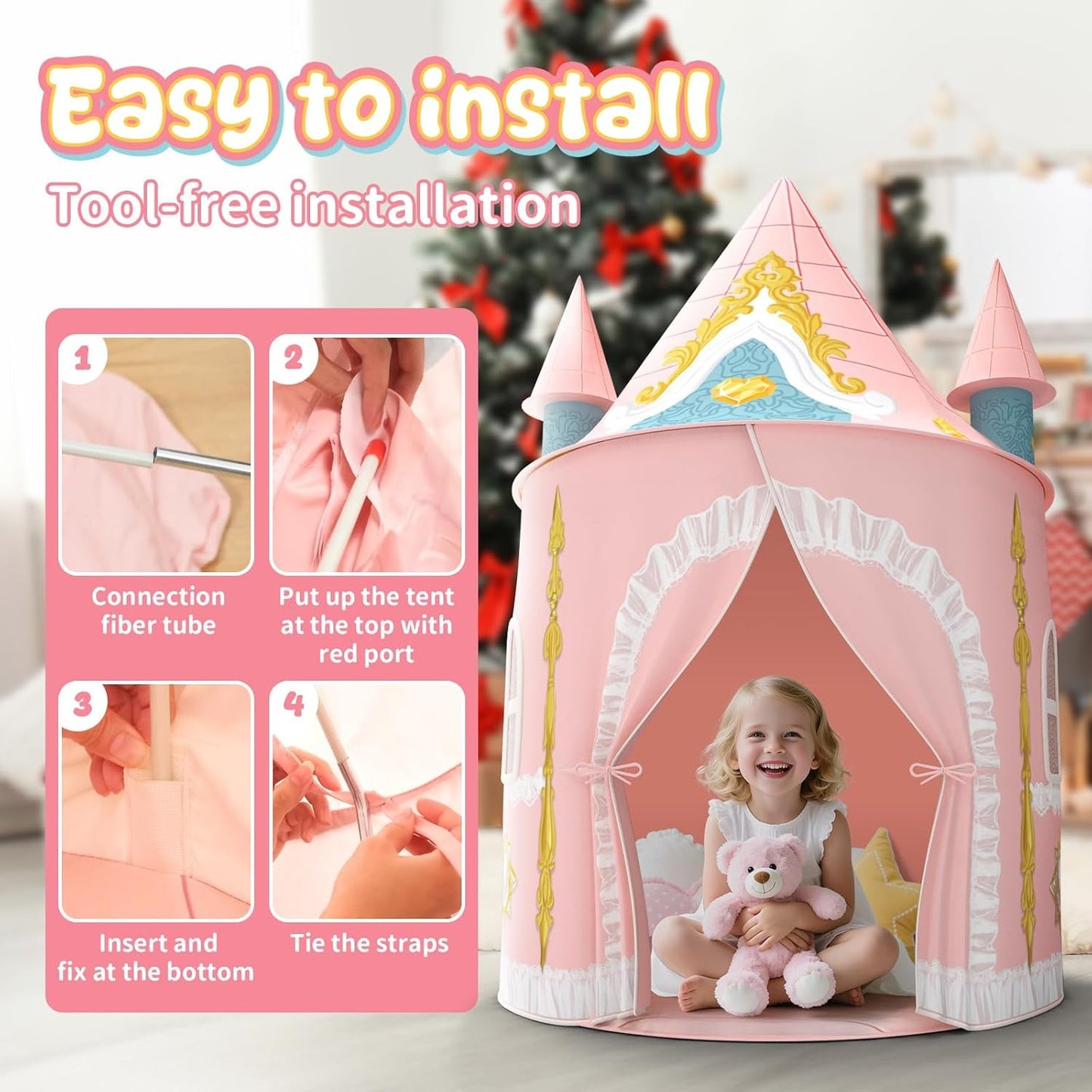 Girls Indoor Princess Castle Play Tent Extra Large Pro