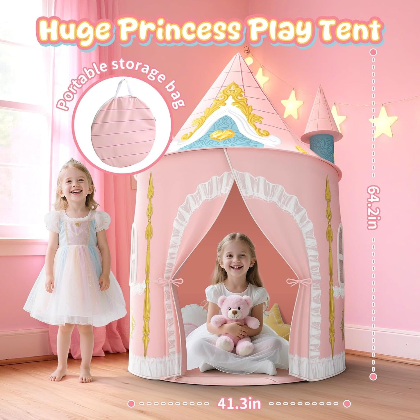 Girls Indoor Princess Castle Play Tent Extra Large Pro