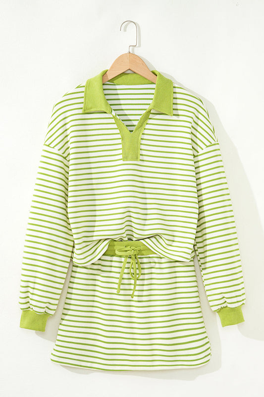 Juniper Stripe Collared Pullover and Skort Outfit
