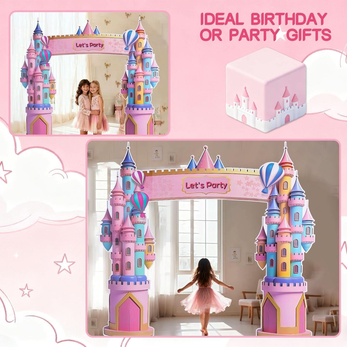 Pink Cardboard Castle Playhouse 7Foot Princess Party
