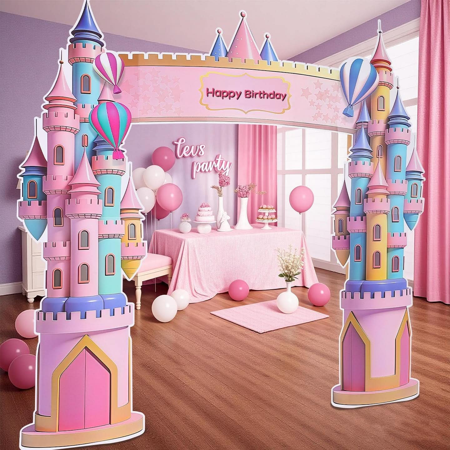 Pink Cardboard Castle Playhouse 7Foot Princess Party