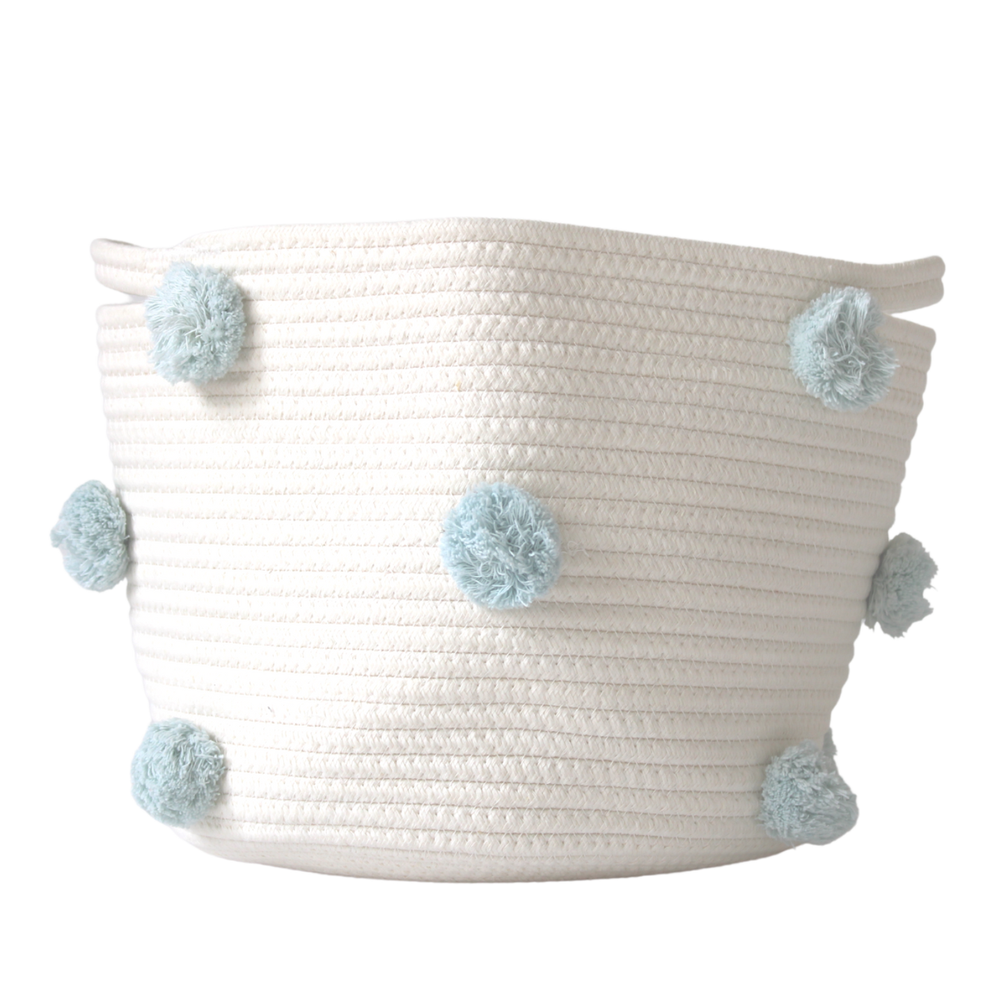 Light Blue Pom Basket - Medium