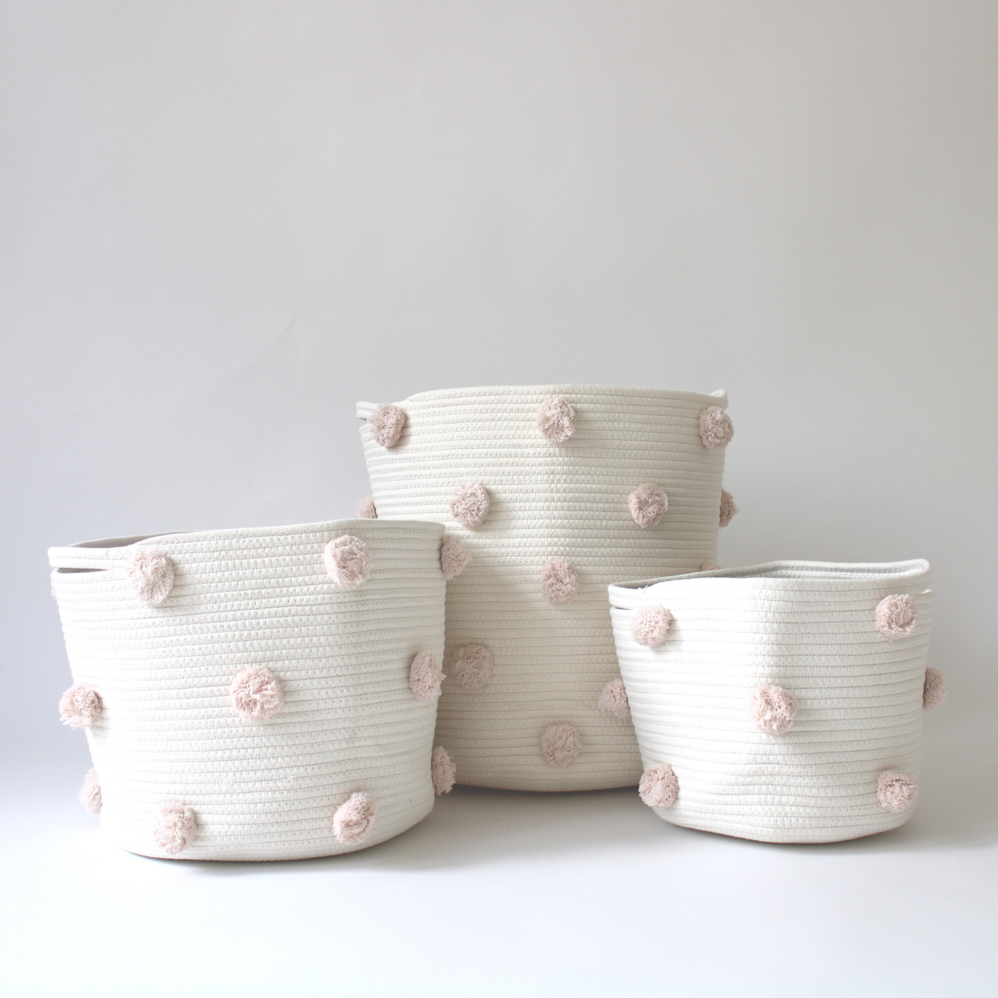 Set of 2 - Blush Pom Basket - Medium