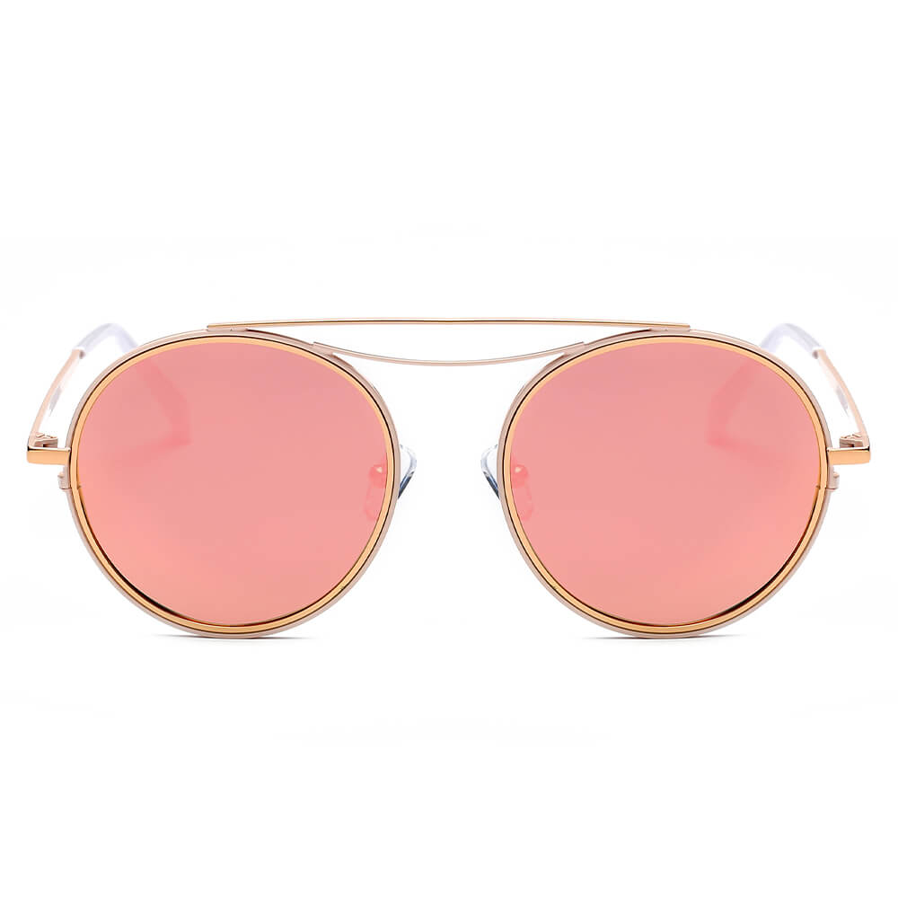 FAIRFAX | Polarized Circle Round Brow-Bar Fashion Sunglasses