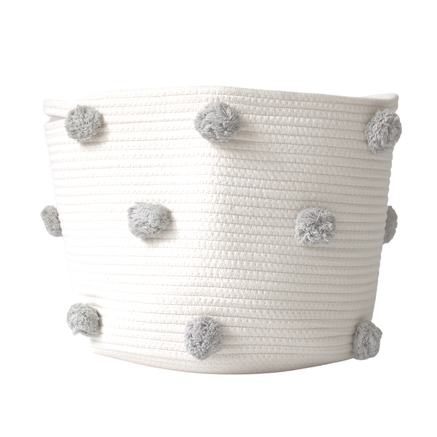 Grey Pom Basket - Large