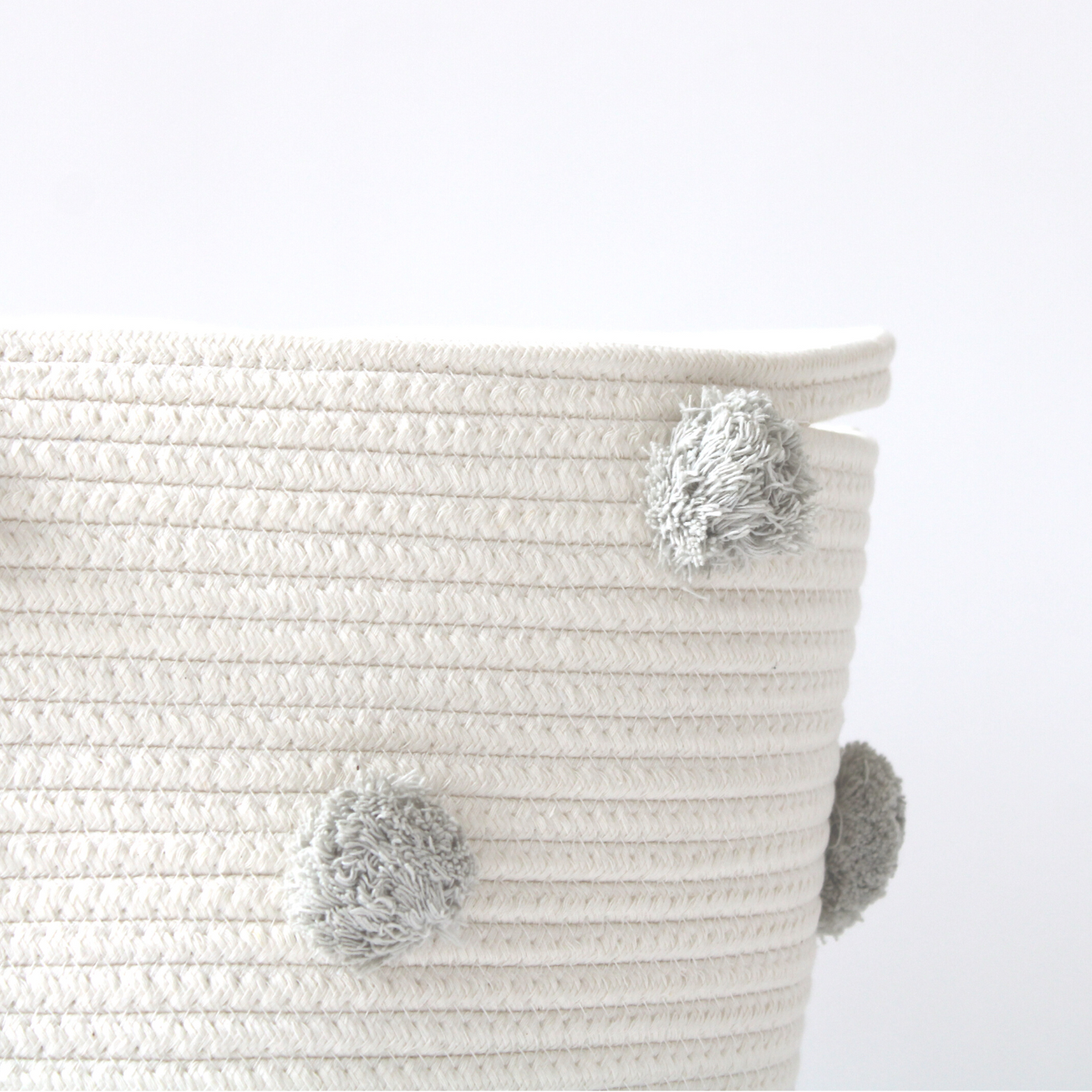 Grey Pom Basket - Large
