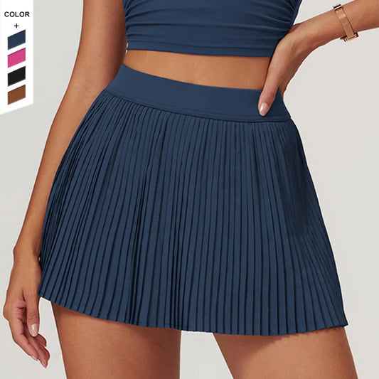 2024 Summer Cloud-Inspired Breathable Sports Dress Custom OEM Outdoor Fitness Tennis Yoga Short Skirt With Anti-Glare Feature