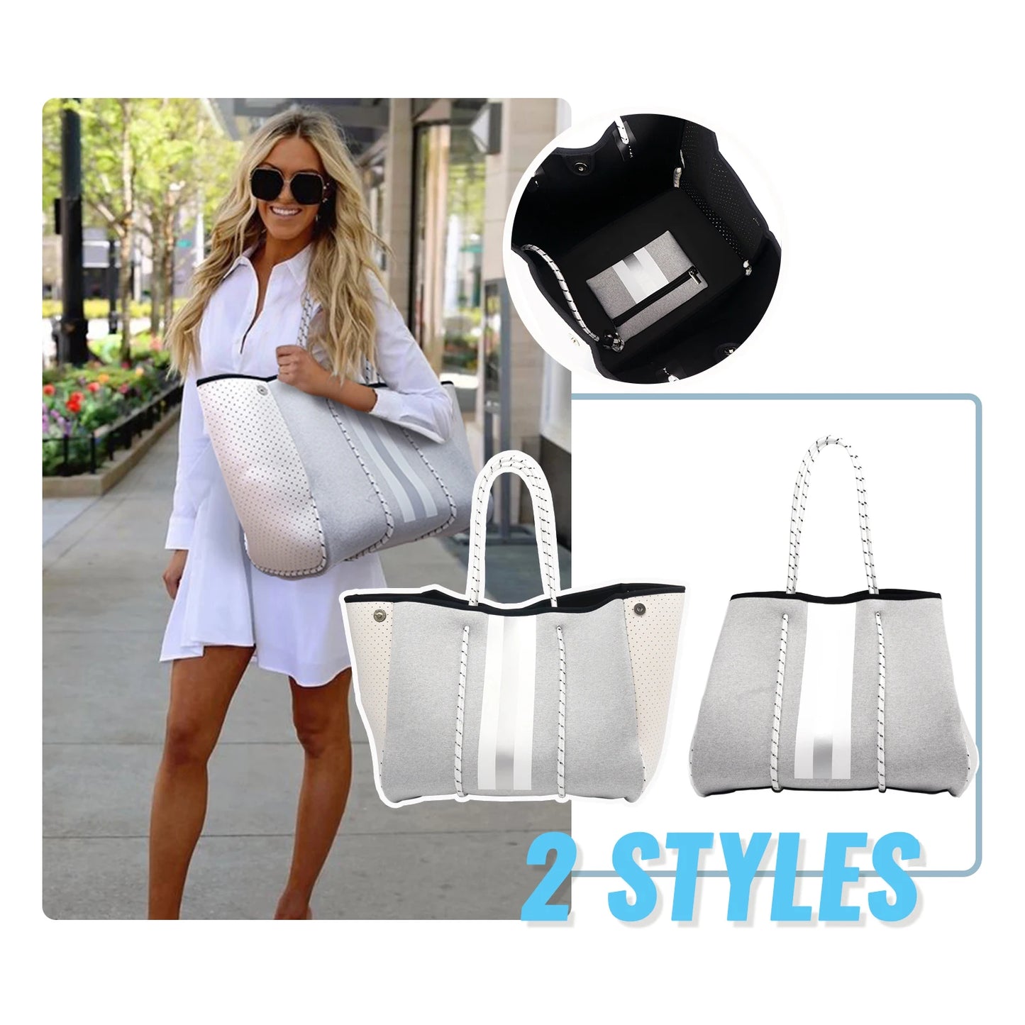 USA Delivery Neoprene Tote Bag for Women Beach Tote Bag Womens Shoulder Bags for Vocation Travel Summer Pool Beach