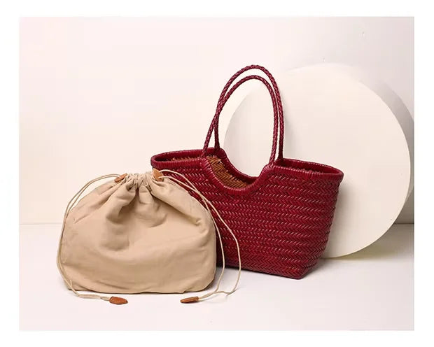 2026 Luxury Braided Leather Shoulder Bags  Real Cow Leather Weave Tote Bag Large Capacity Handbag Women Bag for Women