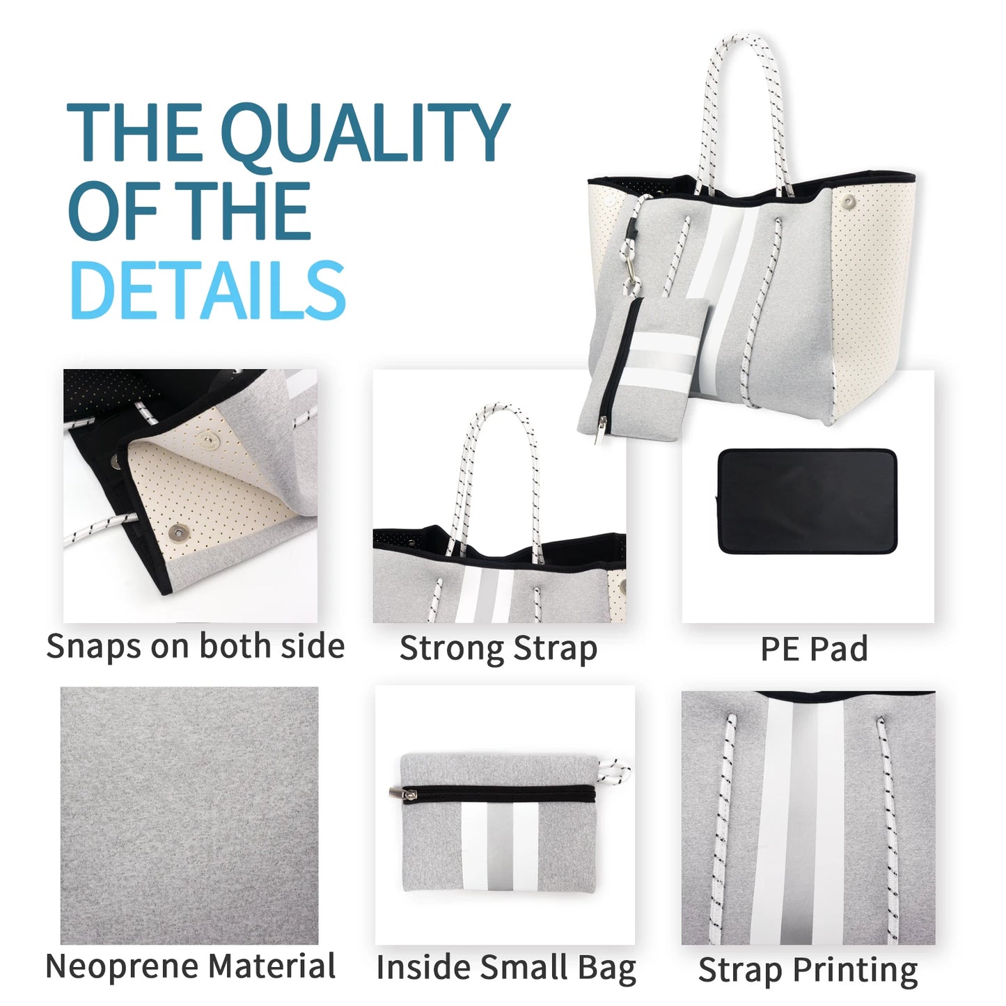 USA Delivery Neoprene Tote Bag for Women Beach Tote Bag Womens Shoulder Bags for Vocation Travel Summer Pool Beach