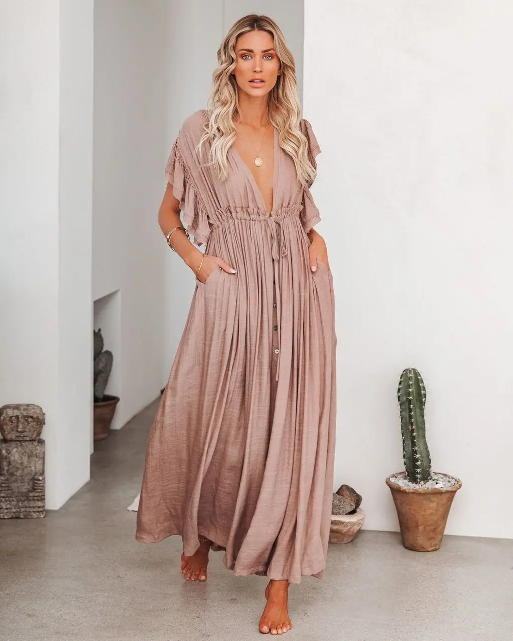 Xuanlang Stock 10colors Hippie Dress Summer Maxi Dress Romantic Bohemian Resort Wear Women Beach Dress Cover up