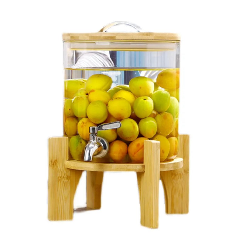 Food Grade Borosilicate Glass Cylinder Clear Self-help Tea Water Tank with  Faucet Summer Glass Cool Bucket