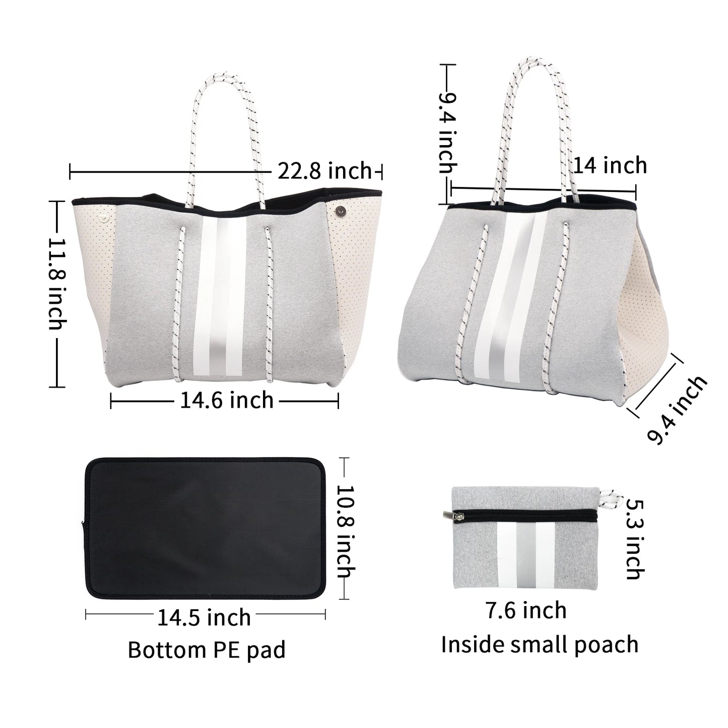 USA Delivery Neoprene Tote Bag for Women Beach Tote Bag Womens Shoulder Bags for Vocation Travel Summer Pool Beach