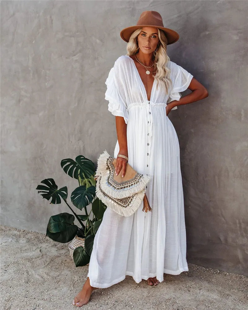 Xuanlang Stock 10colors Hippie Dress Summer Maxi Dress Romantic Bohemian Resort Wear Women Beach Dress Cover up