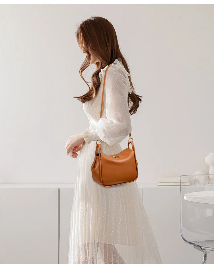 Genuine Leather Fashion Women Bag Totes High Quality Shoulder Bags Soft Real Cowhide Ladies Handbags Small Women's Messenger Sac