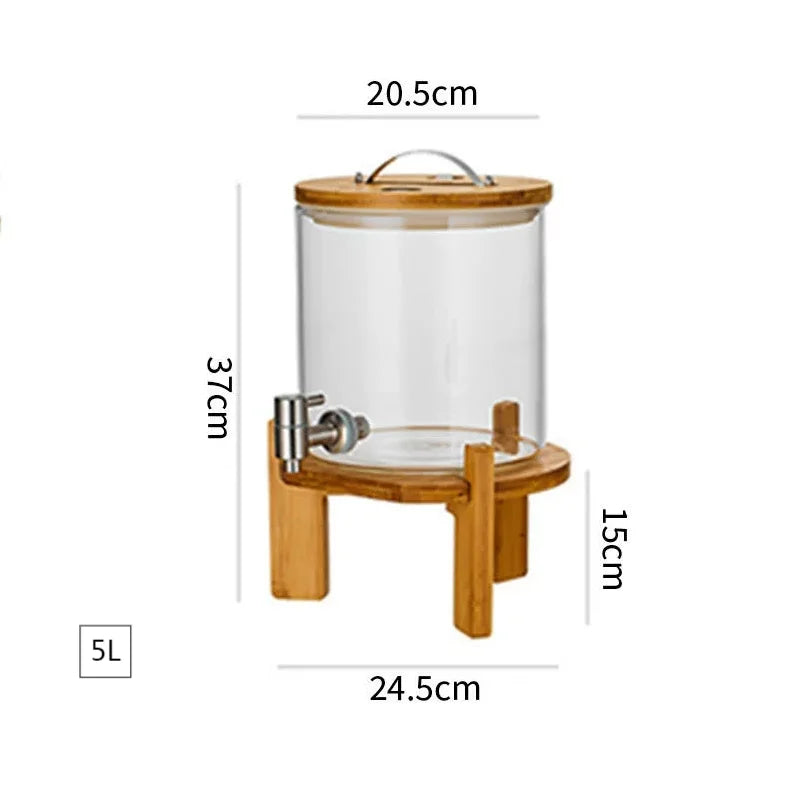 Food Grade Borosilicate Glass Cylinder Clear Self-help Tea Water Tank with  Faucet Summer Glass Cool Bucket