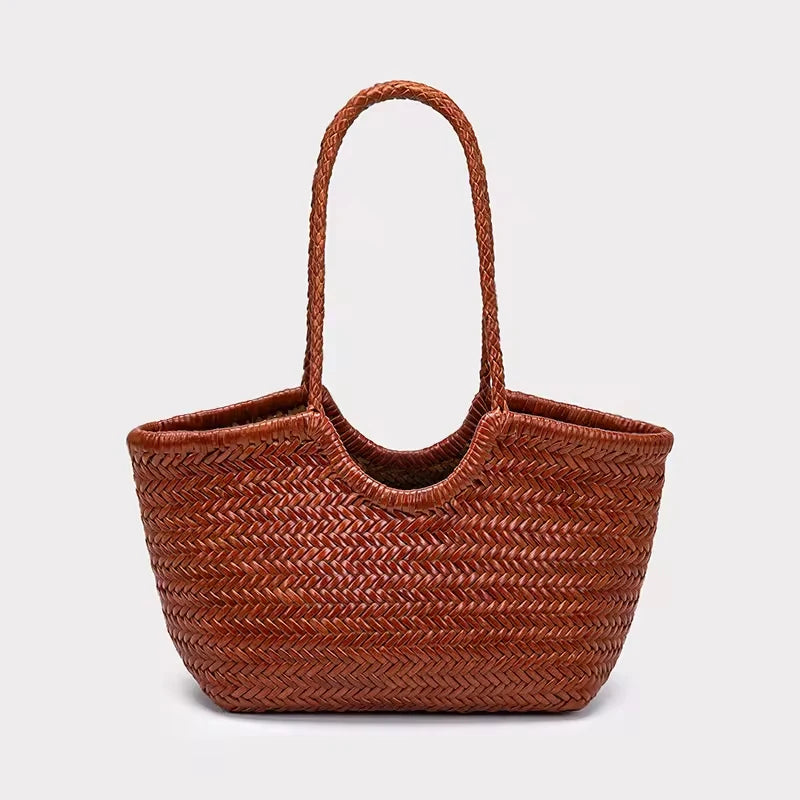 2026 Luxury Braided Leather Shoulder Bags  Real Cow Leather Weave Tote Bag Large Capacity Handbag Women Bag for Women