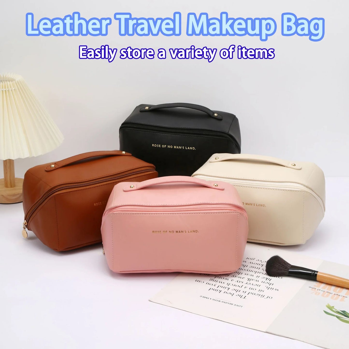 Wholesale Luxury PU Leather Pouch with Custom Logo Custom Makeup Tools Cosmetic Bags