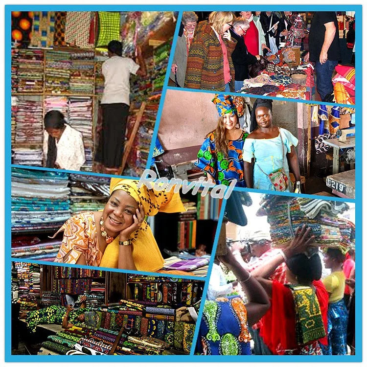 Competitive Price 6 Yards Combed Woven African Wax Prints Fabric Heavyweight Batik Fusible for Boys Shirts Curtains Bags Covers