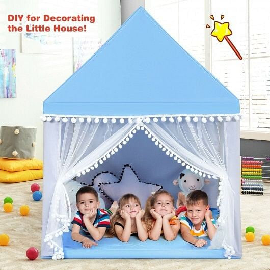 Kids Play Tent Large Playhouse Children Play Castle Fairy Tent Gift with Mat-Pink
