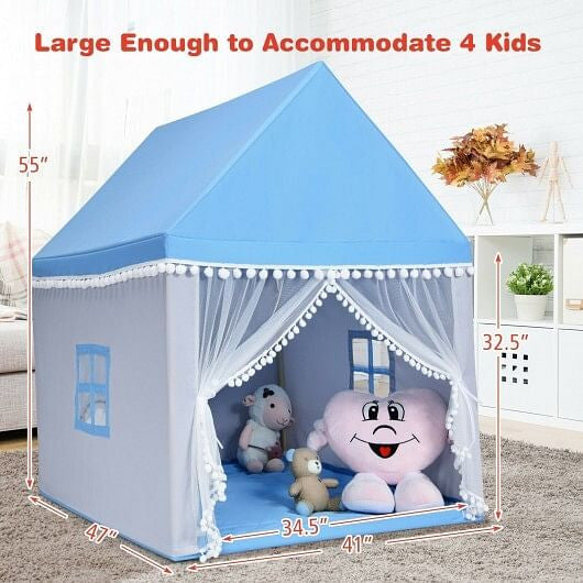 Kids Play Tent Large Playhouse Children Play Castle Fairy Tent Gift with Mat-Pink