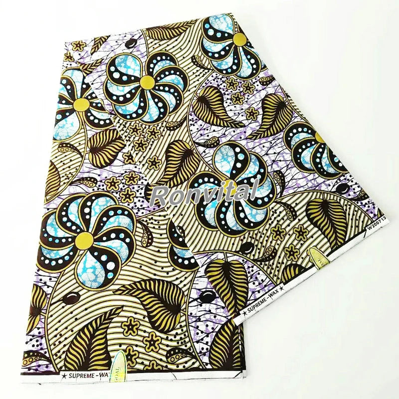 Competitive Price 6 Yards Combed Woven African Wax Prints Fabric Heavyweight Batik Fusible for Boys Shirts Curtains Bags Covers