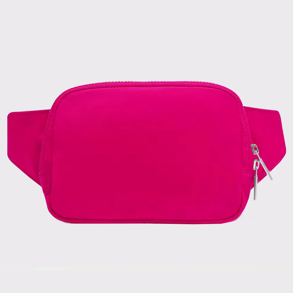 USA Oversea Warehouse 2L Solid Nylon Waist Bag Fanny Pack for Travel Walking Fanny Pack Crossbody Bags Unisex Belt Bag