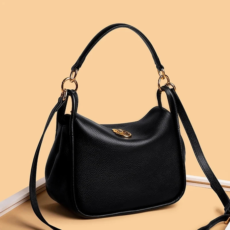 Genuine Leather Fashion Women Bag Totes High Quality Shoulder Bags Soft Real Cowhide Ladies Handbags Small Women's Messenger Sac