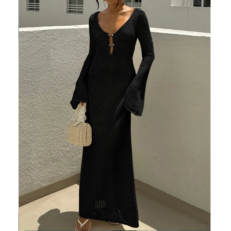 2025 Summer Swimsuit Women's Crochet Lightweight Sun Protective Tunic Swim Anti-See Through Hollow Beach Cover up Dress