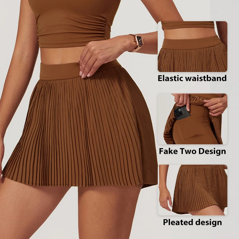 2024 Summer Cloud-Inspired Breathable Sports Dress Custom OEM Outdoor Fitness Tennis Yoga Short Skirt With Anti-Glare Feature
