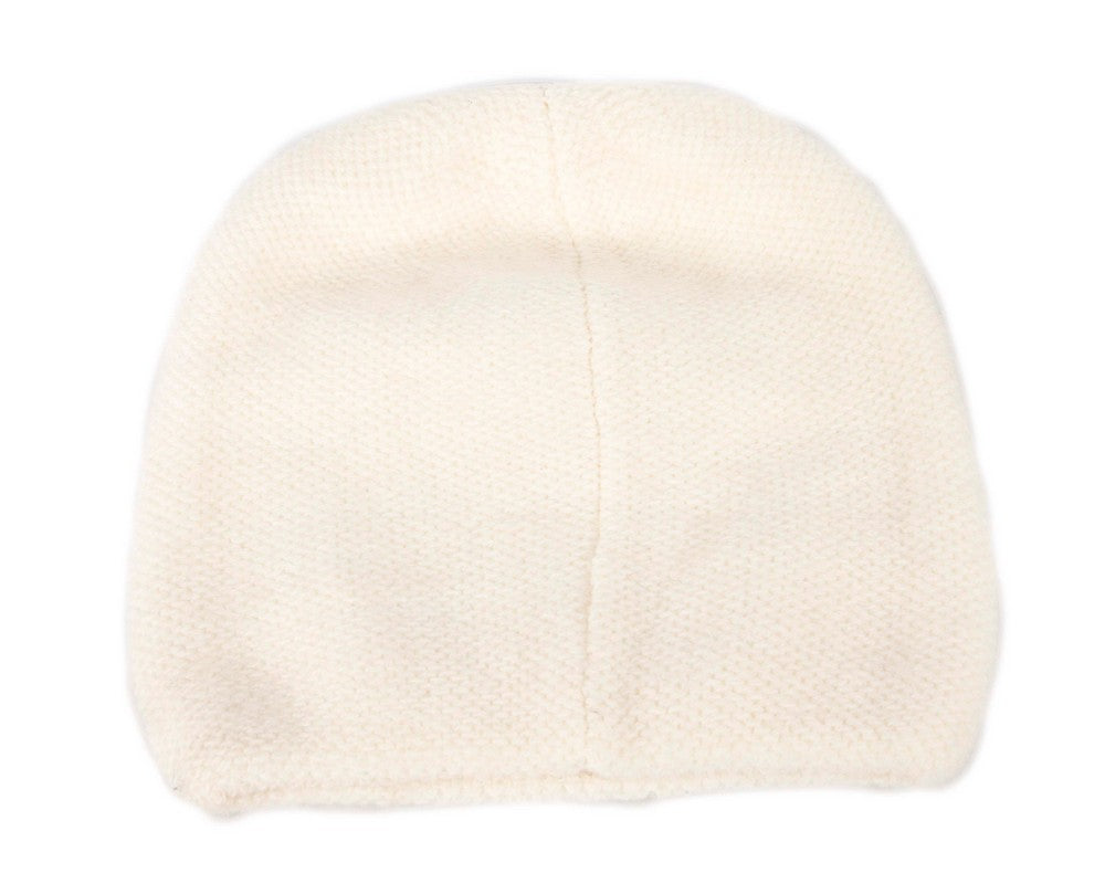 Warm European made woven cream beanie