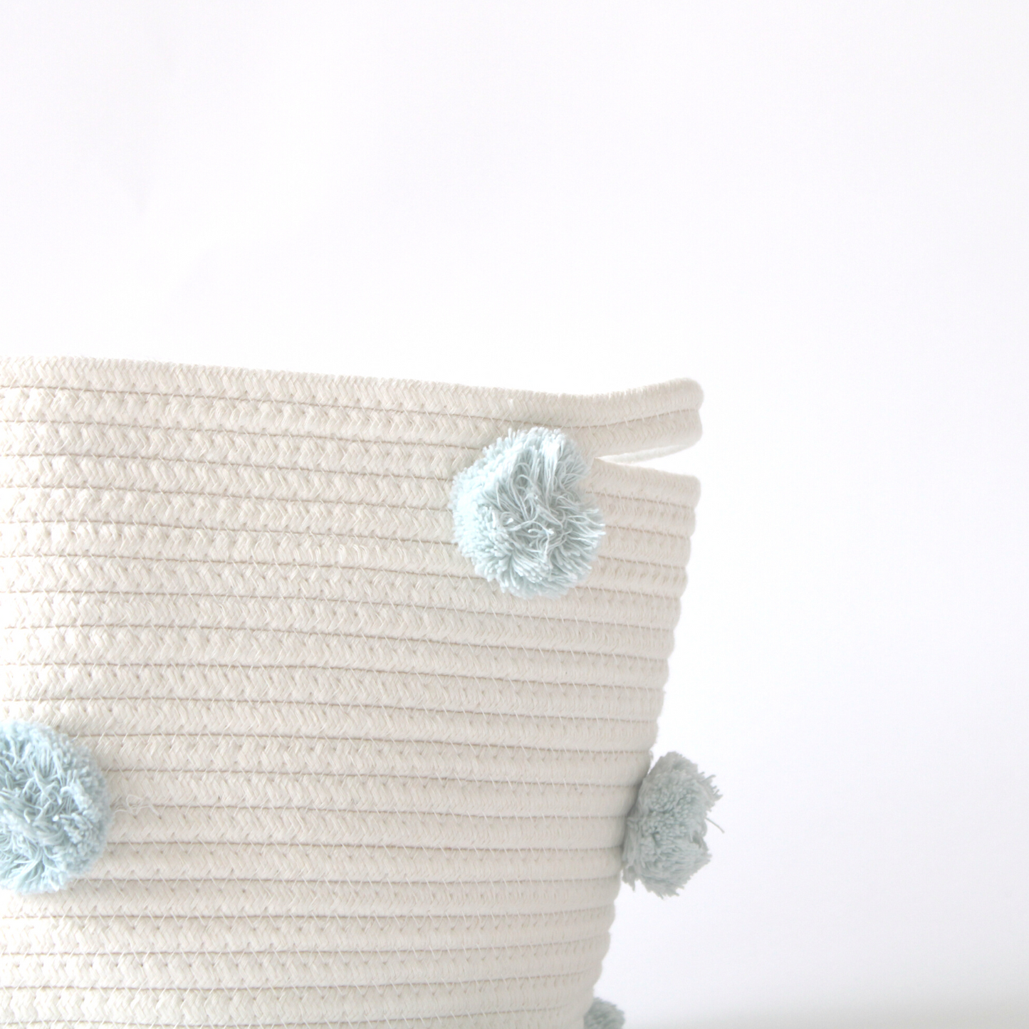 Light Blue Pom Basket - Medium