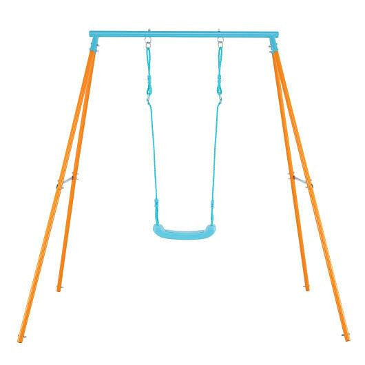 Outdoor Heavy Duty Metal Toddler Swing Set with Stand-Blue