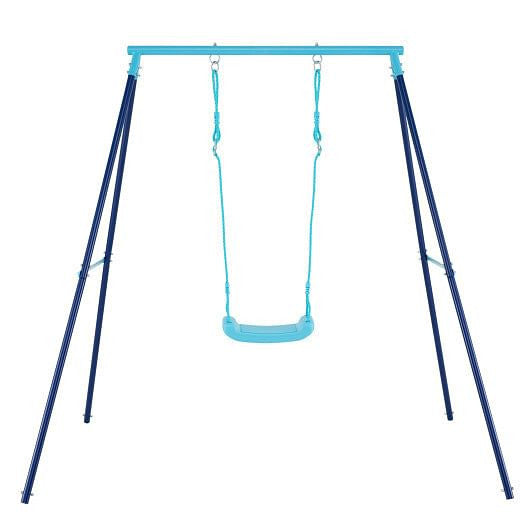 Outdoor Heavy Duty Metal Toddler Swing Set with Stand-Blue