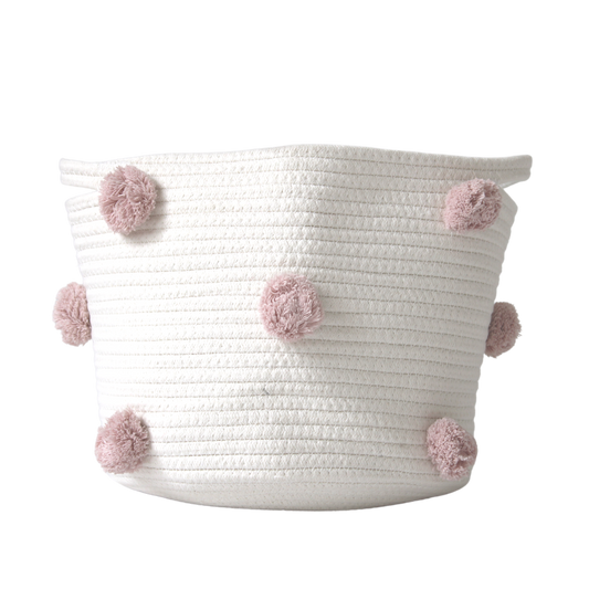 Rose Pink Pom Basket - Medium