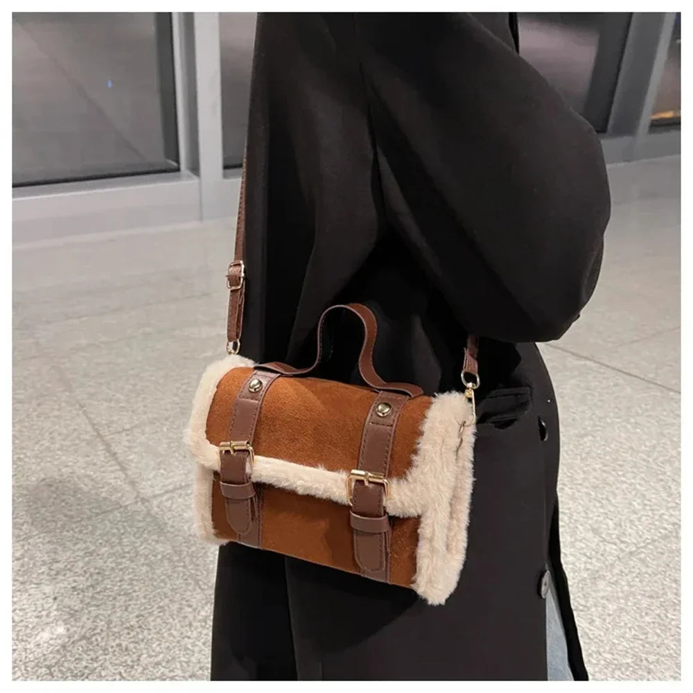 Fashionable Lamb Plush Velvet Bag Plush Shoulder Bag Women's Bag New Collection Versatile Single Strap Crossbody Handbag