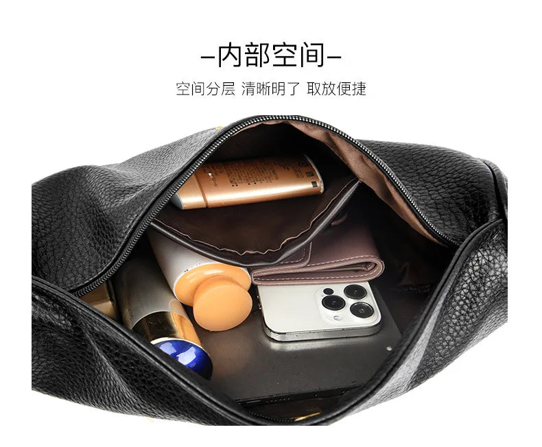100% Genuine Leather Women Shoulder Bag Luxury Brand ladies Handbag Designers Half Moon Cowhide Female Messenger Bags bolsas