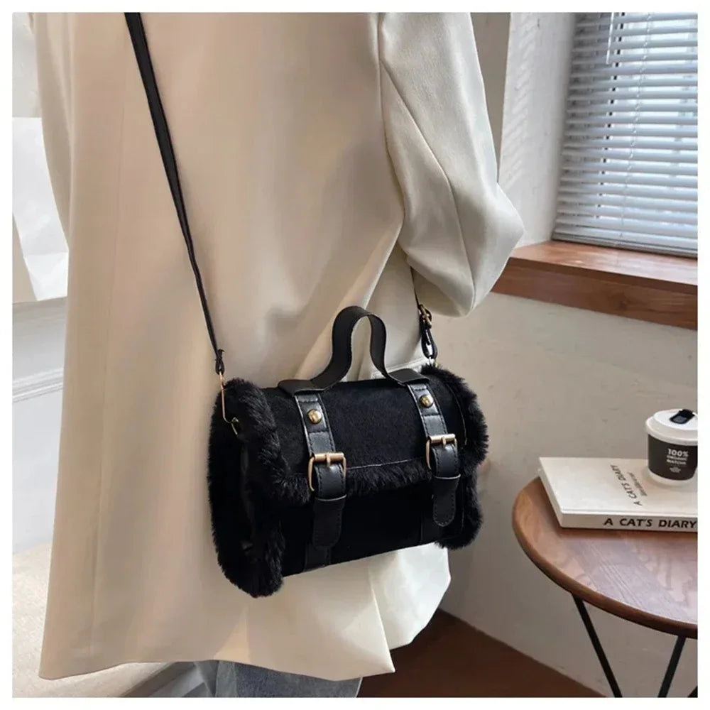 Fashionable Lamb Plush Velvet Bag Plush Shoulder Bag Women's Bag New Collection Versatile Single Strap Crossbody Handbag