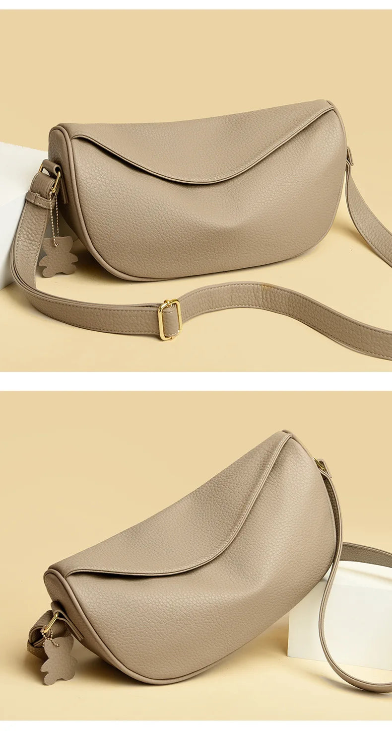 100% Genuine Leather Women Shoulder Bag Luxury Brand ladies Handbag Designers Half Moon Cowhide Female Messenger Bags bolsas