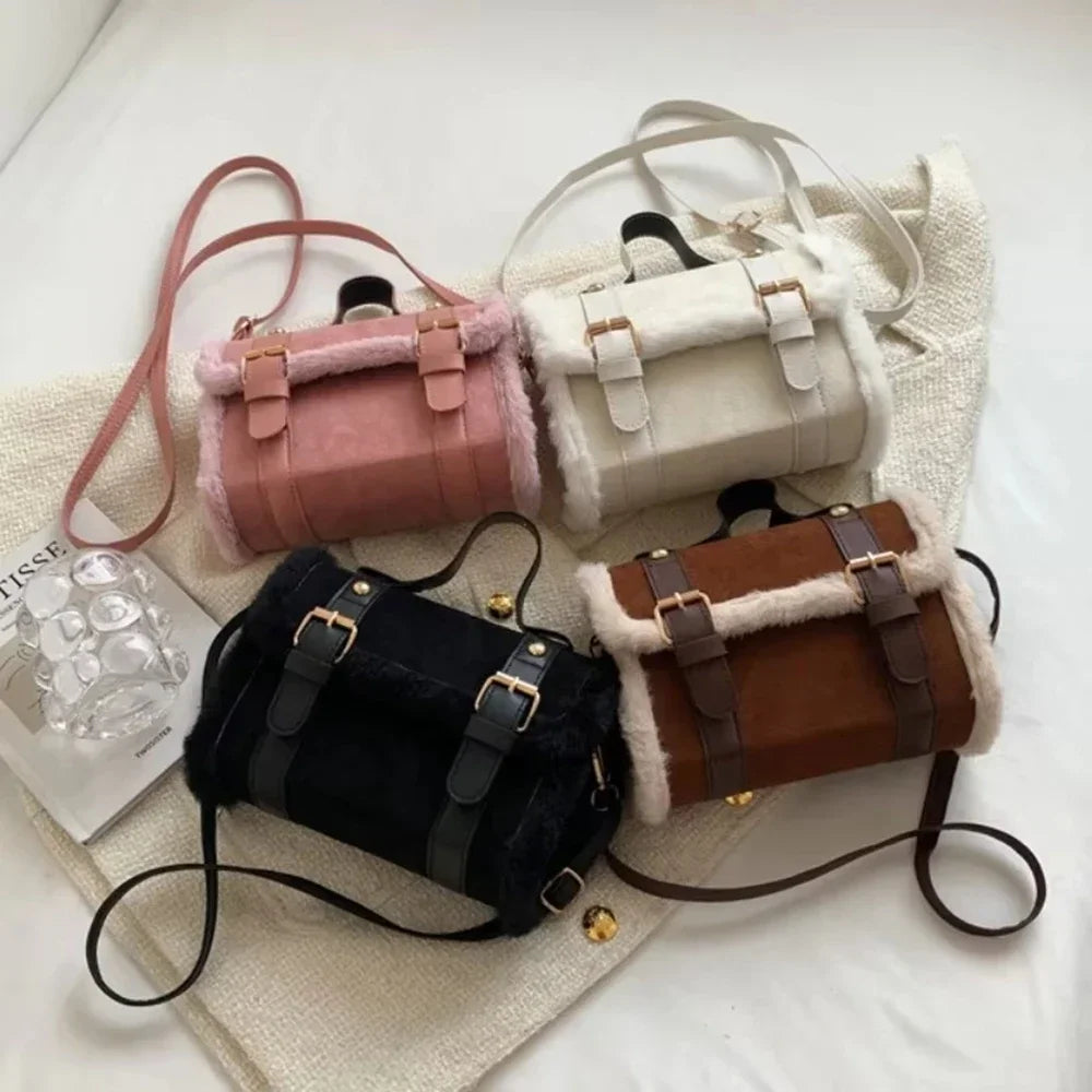 Fashionable Lamb Plush Velvet Bag Plush Shoulder Bag Women's Bag New Collection Versatile Single Strap Crossbody Handbag