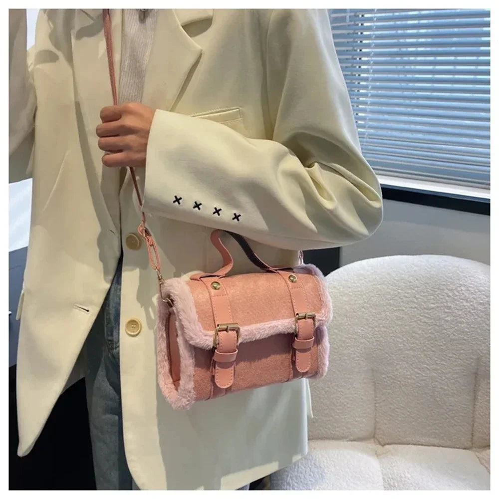 Fashionable Lamb Plush Velvet Bag Plush Shoulder Bag Women's Bag New Collection Versatile Single Strap Crossbody Handbag