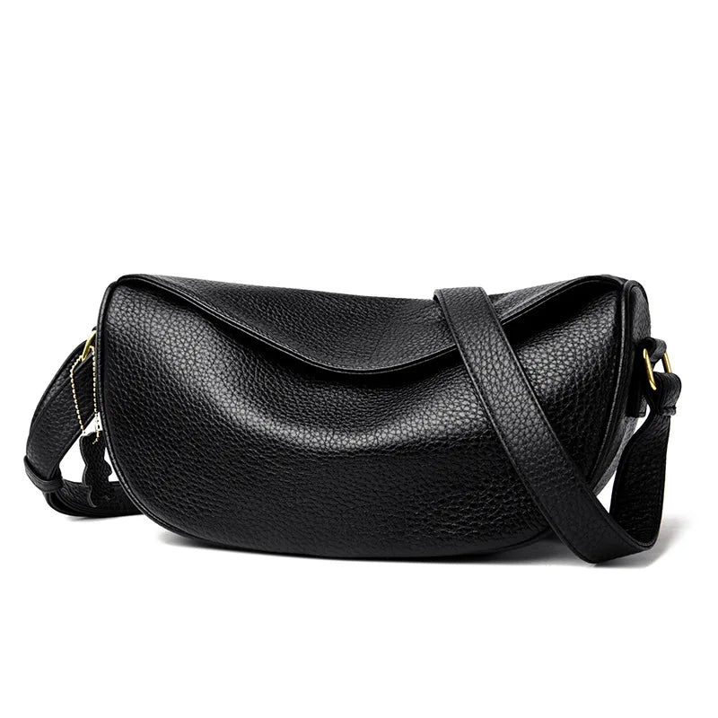 100% Genuine Leather Women Shoulder Bag Luxury Brand ladies Handbag Designers Half Moon Cowhide Female Messenger Bags bolsas