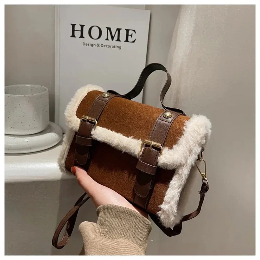 Fashionable Lamb Plush Velvet Bag Plush Shoulder Bag Women's Bag New Collection Versatile Single Strap Crossbody Handbag